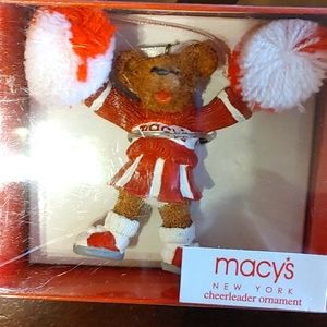 Macy's cheerleading, teddy bear ornament, NEW, collectible